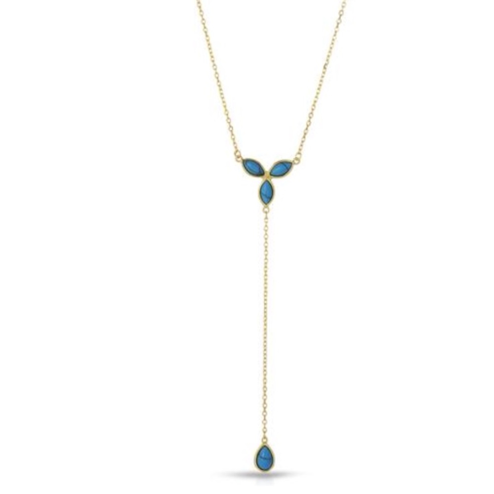 New Necklace With Created Turquoise 18K/925